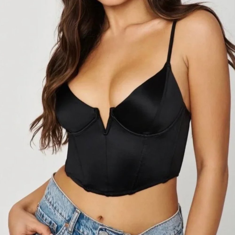 GARAGE bustier satin crop top